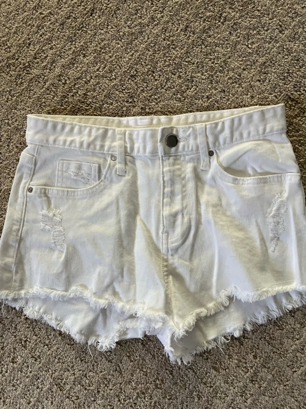 H&M White Distressed Denim Cutoff Shorts